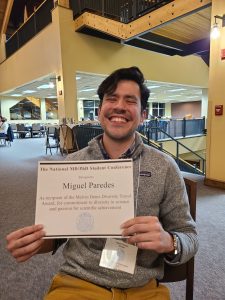 Miguel Paredes receives Melvin Denis Diversity Travel Award